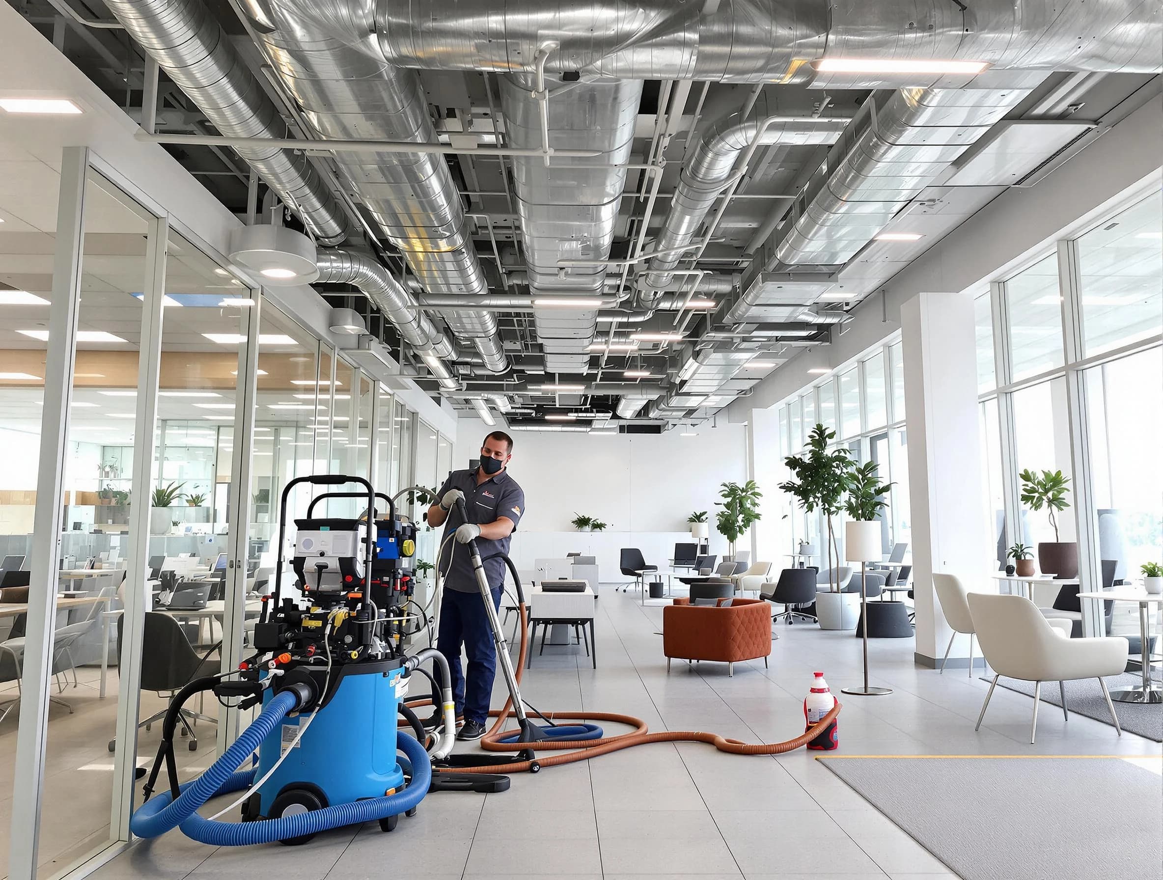 Peralta Air Duct Cleaning team conducting comprehensive commercial duct cleaning at a business location in Peralta