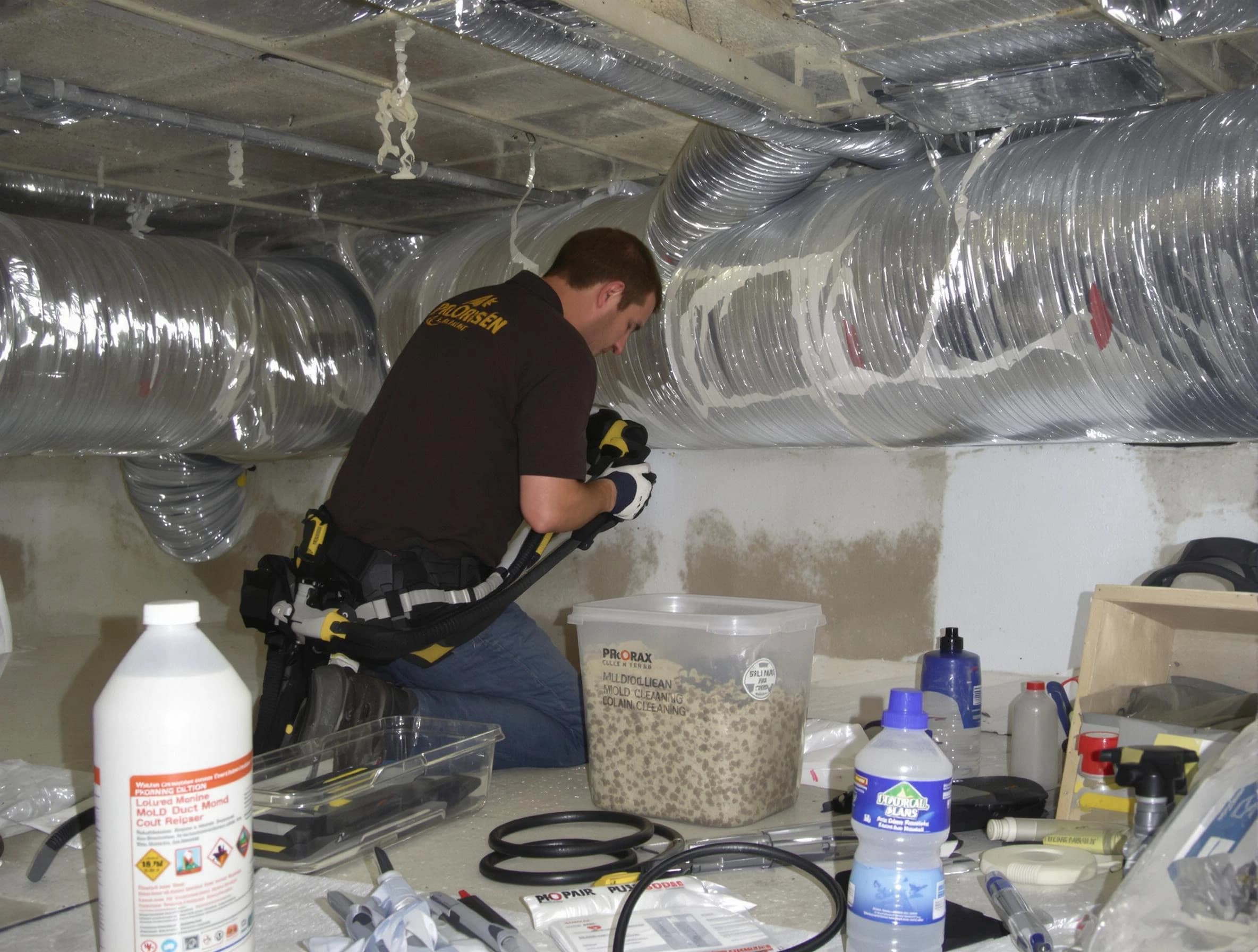 Peralta Air Duct Cleaning specialist performing professional mold removal from air ducts in Peralta
