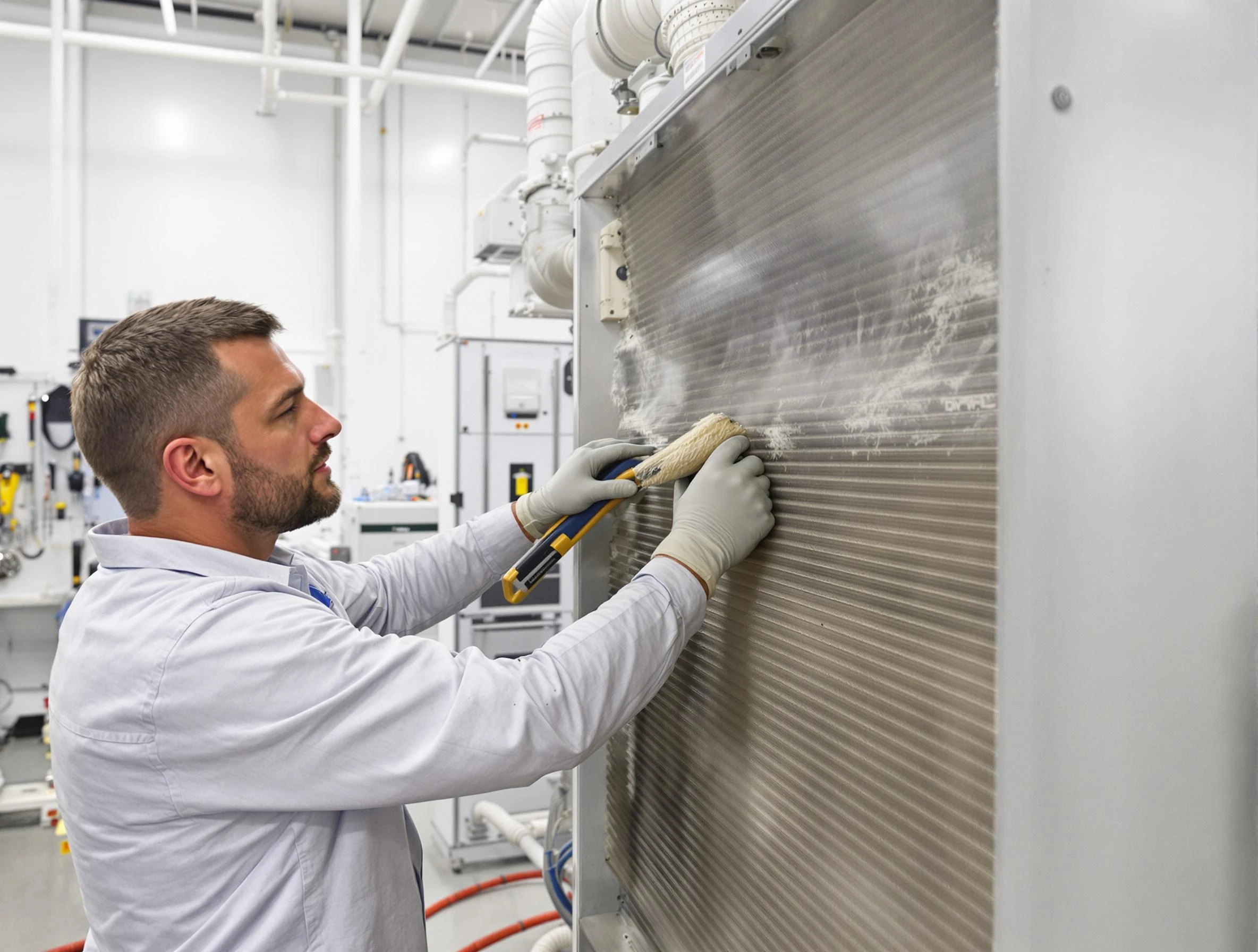 Peralta Air Duct Cleaning technician performing precision commercial coil cleaning at a Peralta business