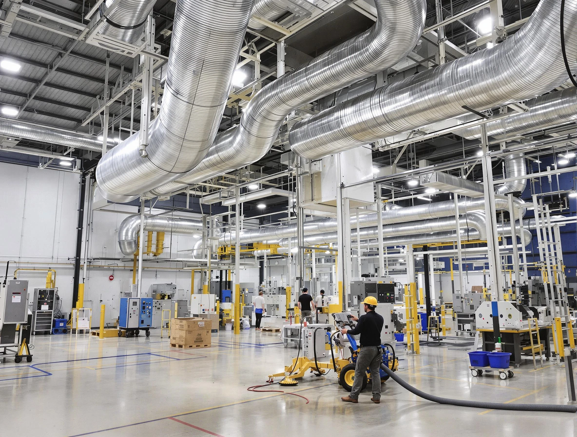 Peralta Air Duct Cleaning team performing comprehensive industrial duct cleaning at a large facility in Peralta